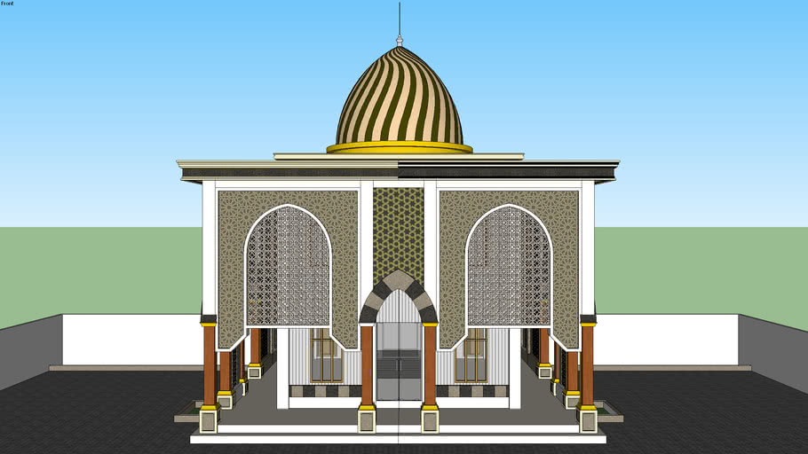 Masjid 2 Lantai Modern Minimalis Kubah Enamel 3D Warehouse