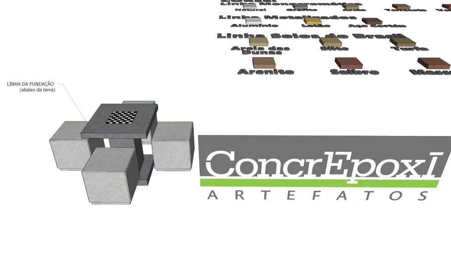 CPX ART CONJ MESA DE XADREZ LINHA PRISMA 3D Warehouse