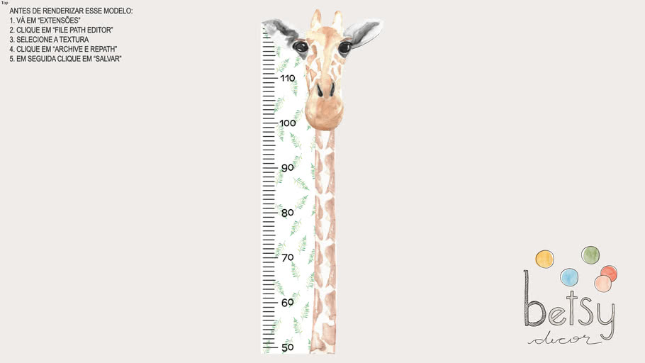 Betsy Decor - Régua de Crescimento Girafa em Aquarela