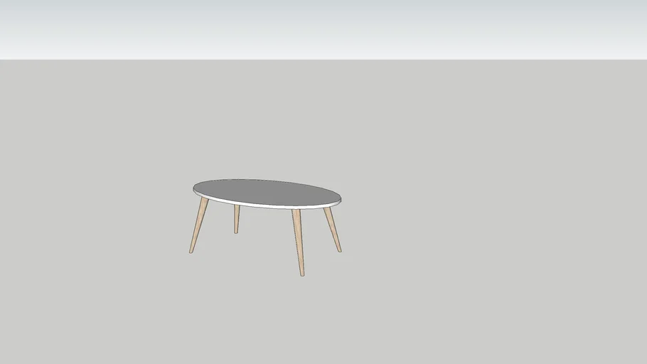 Table basse scandinave ovale MANON Blanc | 3D Warehouse