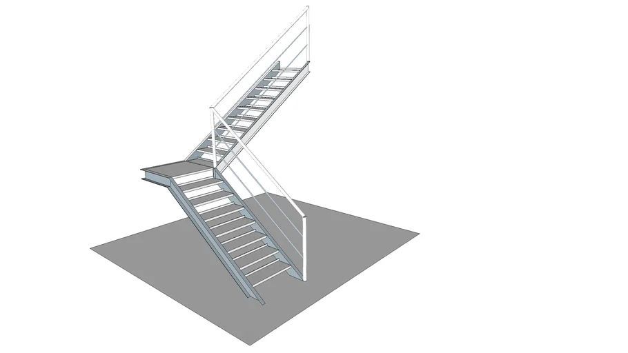 Escada Reta em U Dois lances - - 3D Warehouse