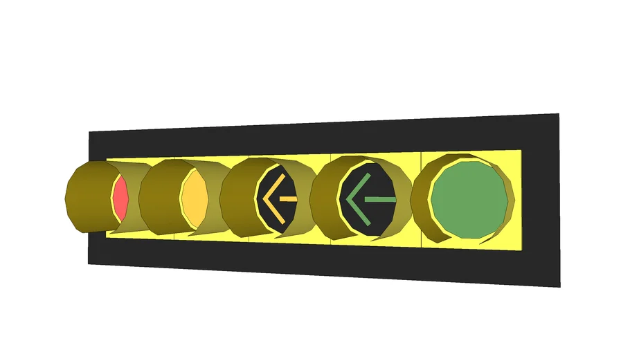 Horizontal Traffic Signal Advance Green with Frame, Yellow & Green Arrows Separate B, 12 Inches