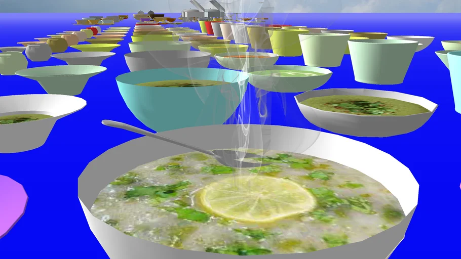 plate, bowl (soup) and dish (pies) props 3D Warehouse