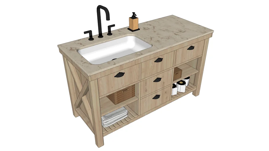 Rustic sink with cabinet