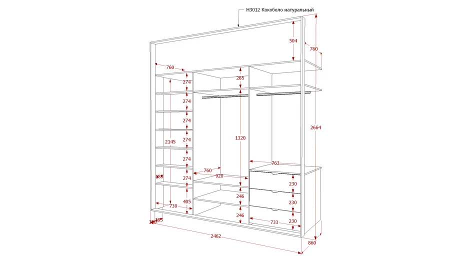 Шкаф купе в sketchup