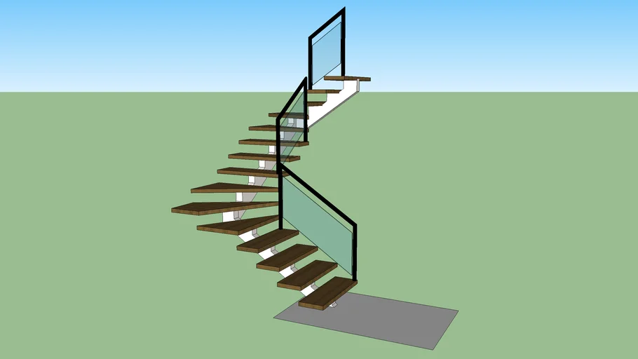 Escada 2 lances 120m largura - - 3D Warehouse