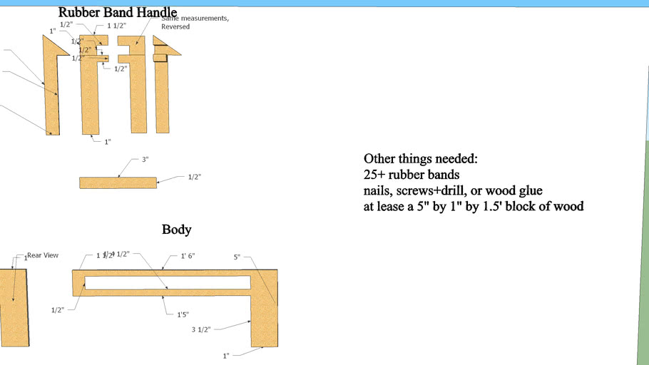 Rubber band gun design | 3D Warehouse