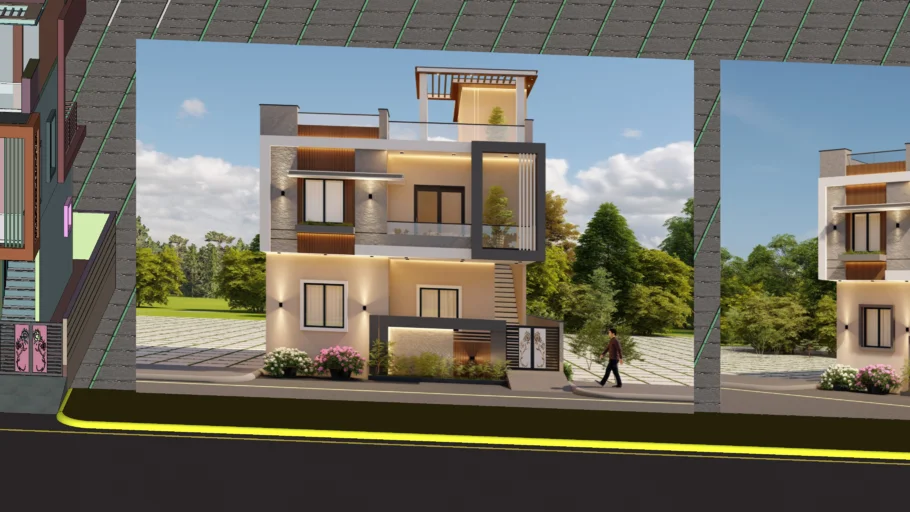 Modern Contemporary House Design Elevation G+2 JCS 18698902024 | 3D ...