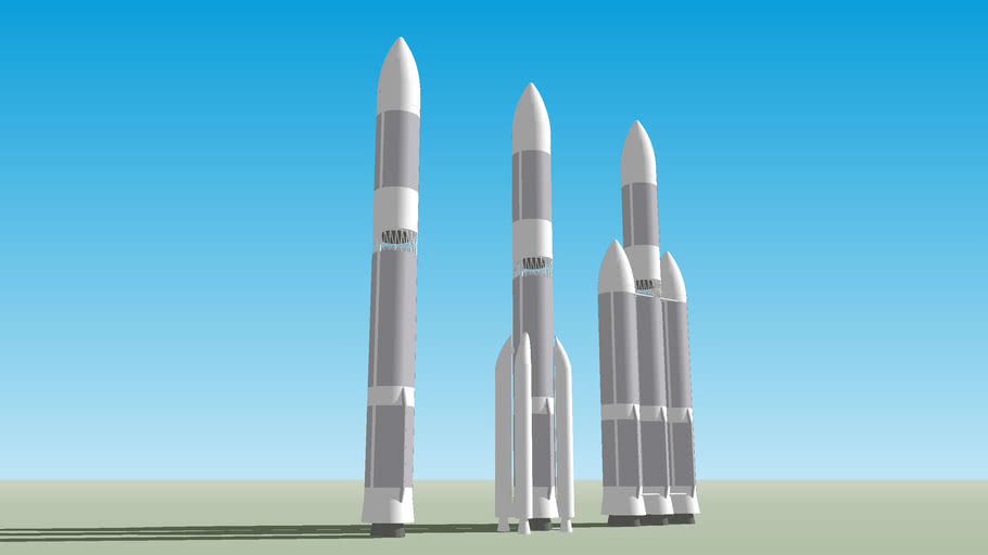 Different booster configurations of a rocket | 3D Warehouse