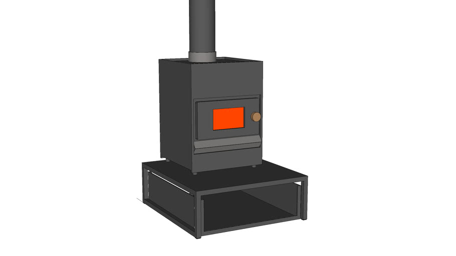 Pyroclassic Mini with Large Raised Hearth & Wood Bin Pyro Mini 3D