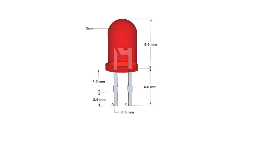 Diodo led rojo de 5 milímetros para PCB