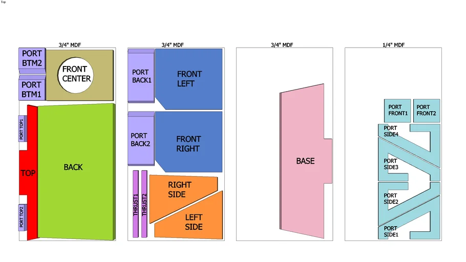 Cut Sheet for JL Audio 10W6 V2 D4 Subwoofer Enclosure Sketchup Vers 3D Warehouse