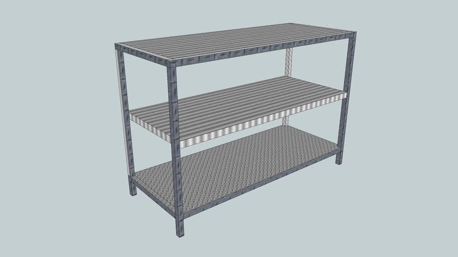 Work table with 3 layer back and side open | 3D Warehouse
