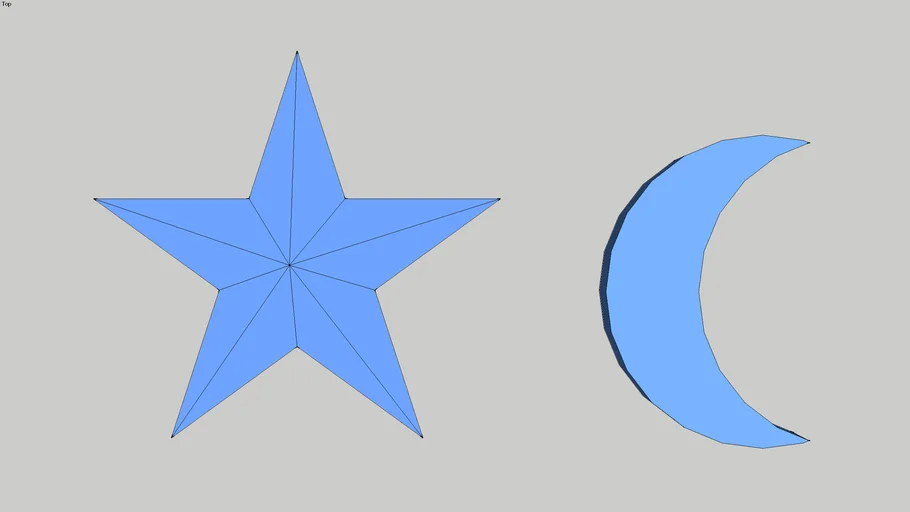 3D Star & Moon