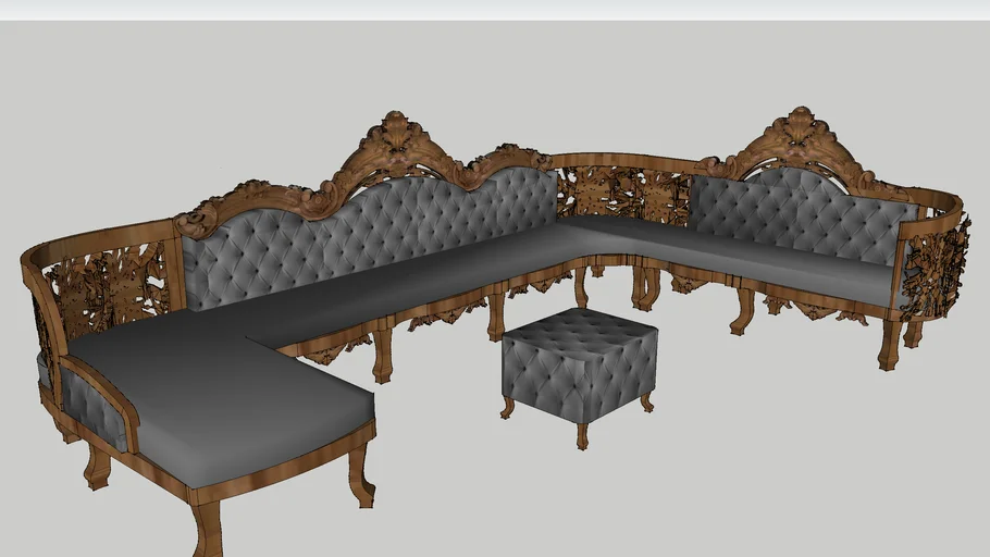 sofa L shape Wooden 3D Warehouse
