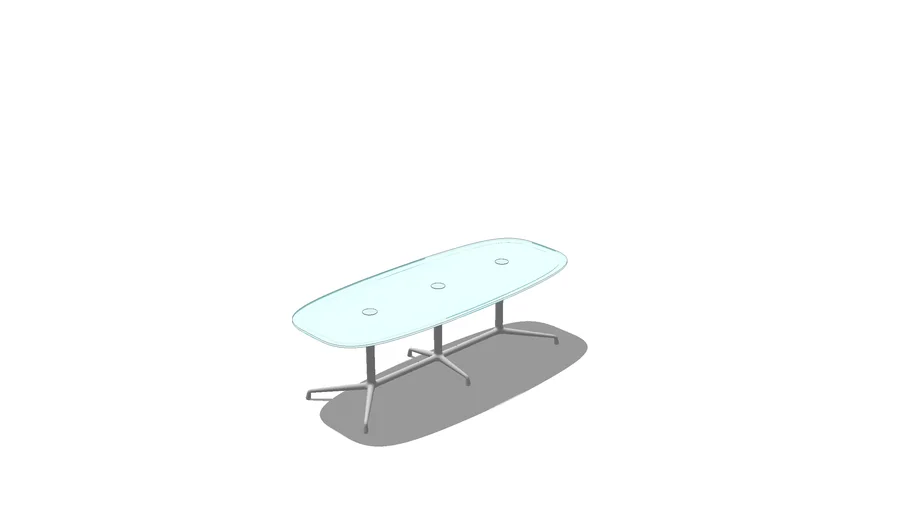 Coalesse, SW_1, Conference Table, Super Elliptical, Glass, 96x28.5 3D
