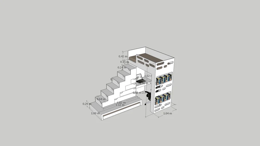 DOUBLE BED WITH DRAWERS AND DESK. / DOBLE CAMA CON CAJONES Y ESCRITORIO.