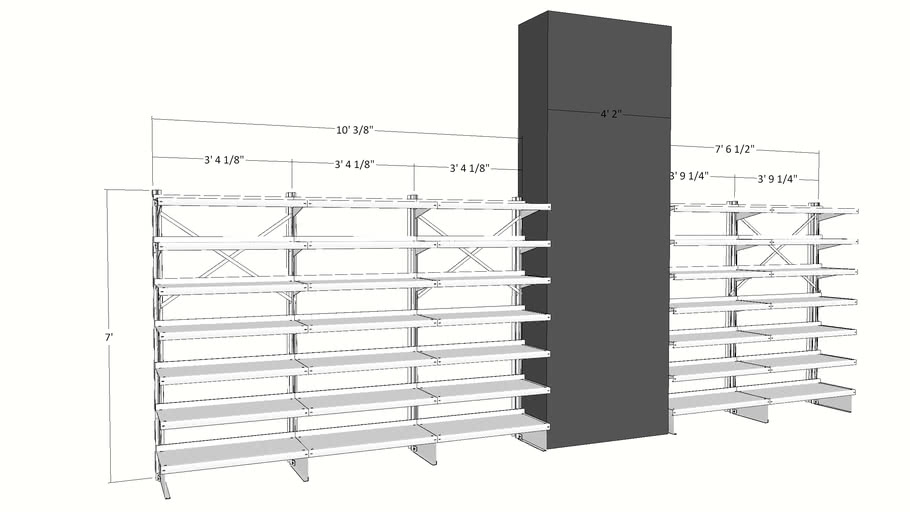 Freestanding Shelving/Room Partition Brooklyn Open Floor Plan 3D