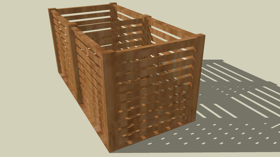 Wooden double compost bin 3D Warehouse