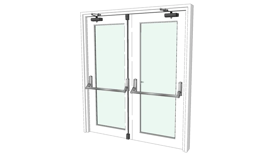 Panic bar double glass door 3D Warehouse