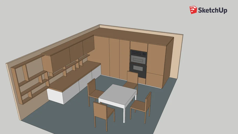 Стол со стульями sketchup