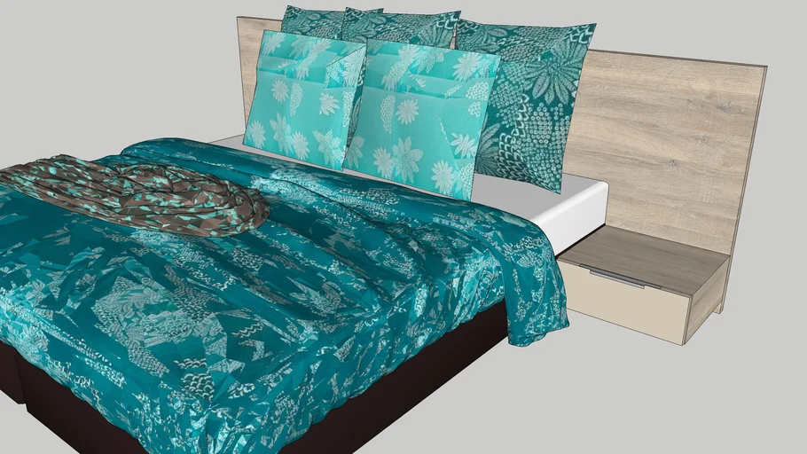 kings bed boxspring wood 3D Warehouse