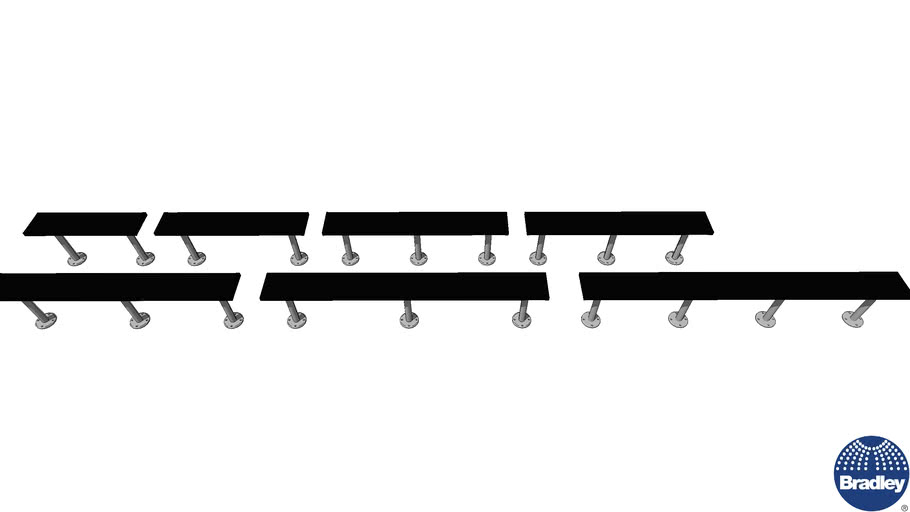 Lenox Pedestal Benches 9.5' Depth 3D Warehouse