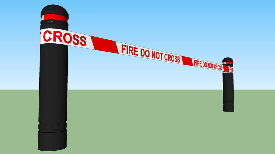 Fire barrier tape attached to bollards 3D Warehouse