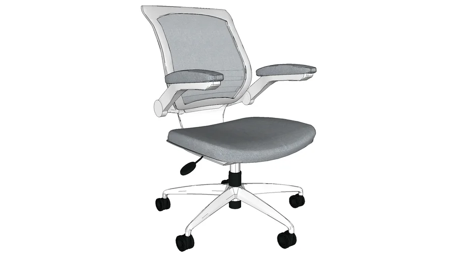 Modway_Edge White Base Office Chair in Gray 3D Warehouse
