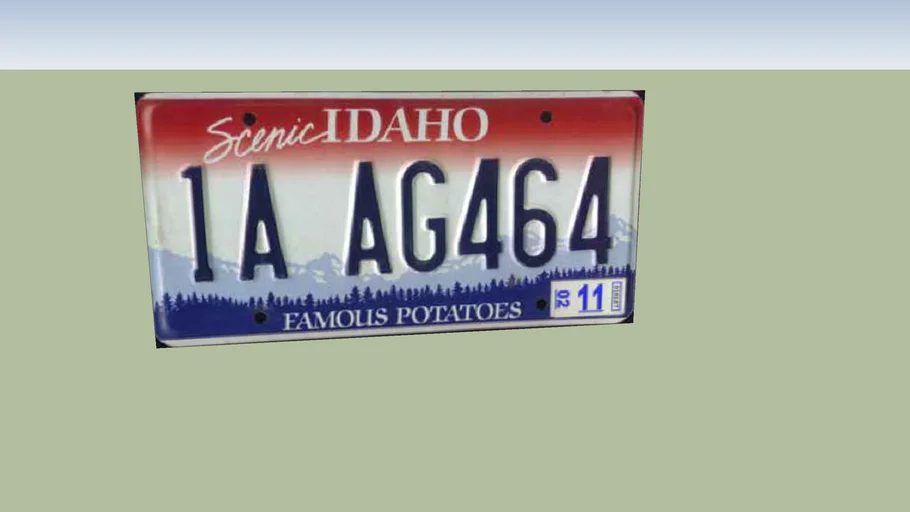 Idaho LIcence Plate 3D Warehouse