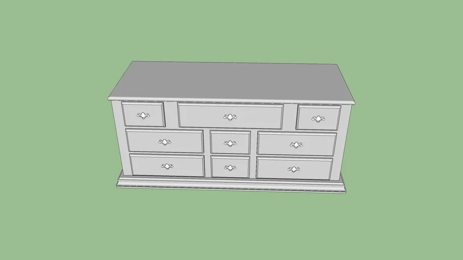 Antique Lowboy Dresser, Gray 3D Warehouse