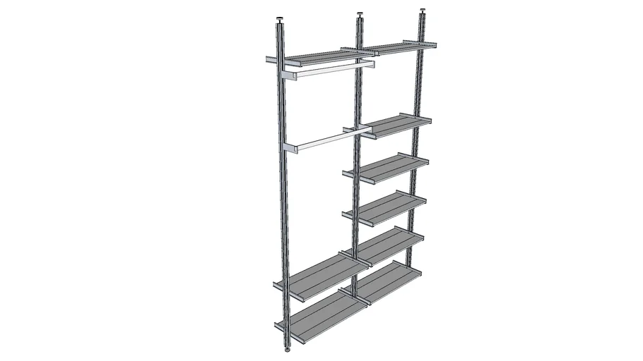ISS Designs Modular Shelving 65'W Quad Pole System With Alu Shelves