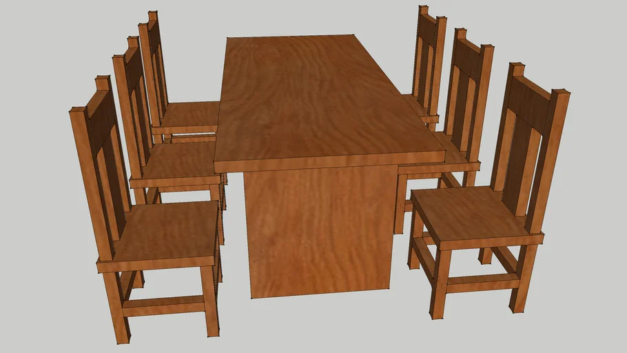 Wood Table with six Chairs