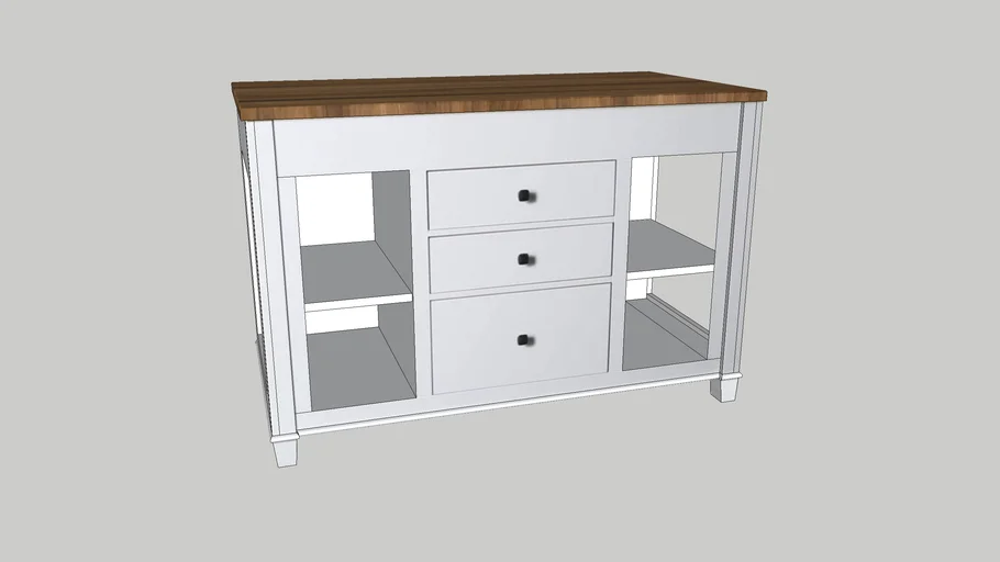 Kitchen Island with Slide Out Table in White 3D Warehouse