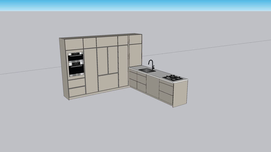 L-shaped modern kitchen | 3D Warehouse