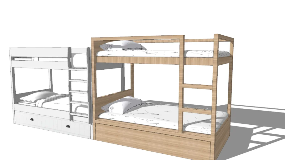 wood bunk bed with pullout