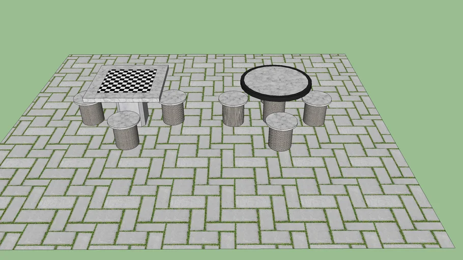 Concrete Table with chair 3D Warehouse