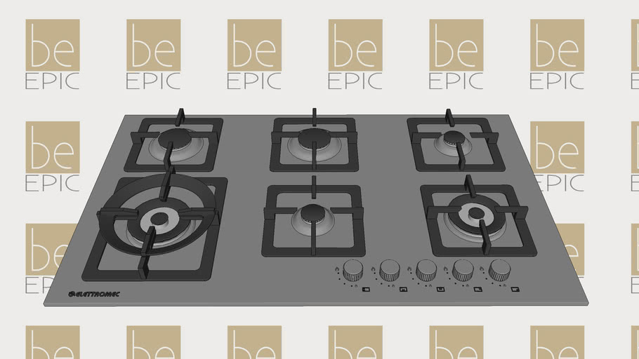 Cooktop á Gás 6 Bocas Semi Profissional Quadratto 90cm Elettromec
