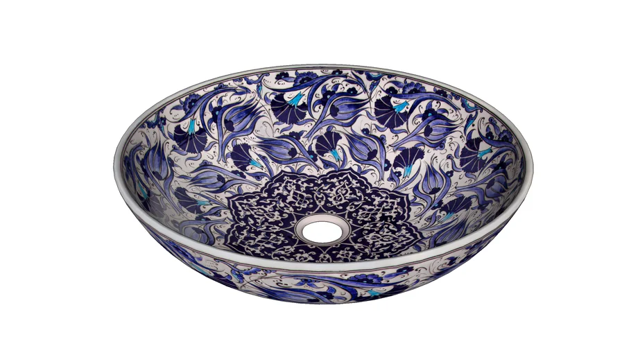 Irmak II Hand Painted Turkish Washbasin 3D Warehouse