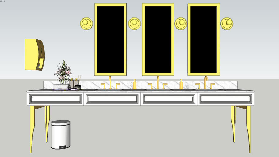 Classical Bathroom Vanity Counter Set 3D Warehouse