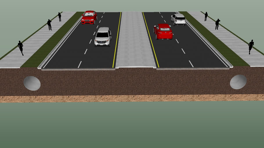 Urban 4 Lane Typical Section | 3D Warehouse