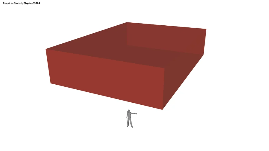 SketchyPhysics - Unfortunate little 3D man crashed by a giant red box.