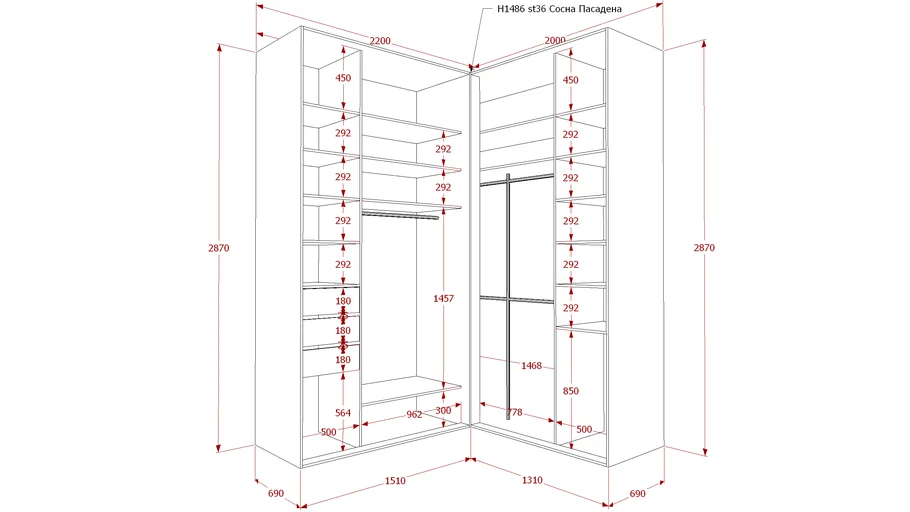 Шкаф купе в sketchup