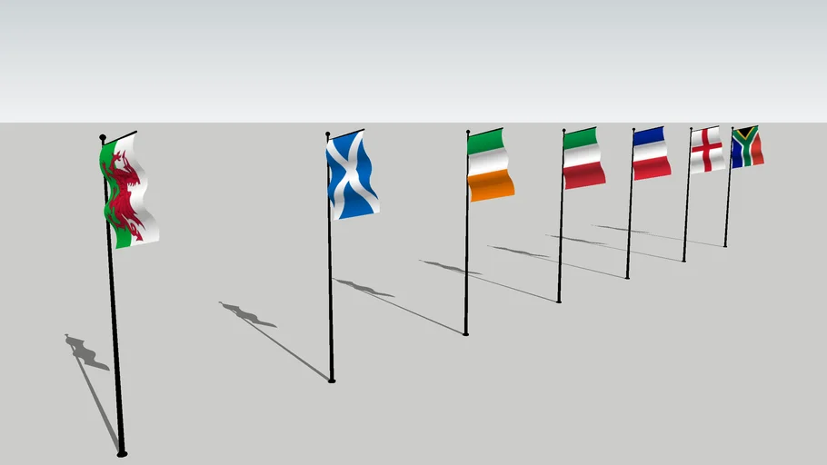 Rugby Seven Nations Flag/Banner Set | 3D Warehouse