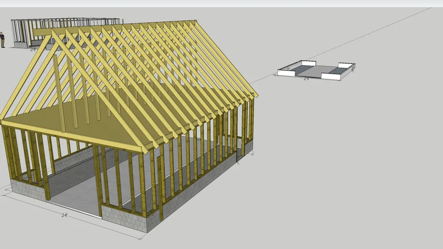 24x36 horse barn on pour foundation | 3D Warehouse