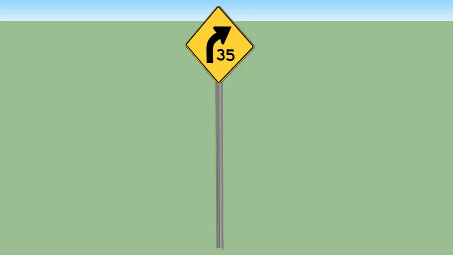 Curve Speed Advisory Sign | 3D Warehouse