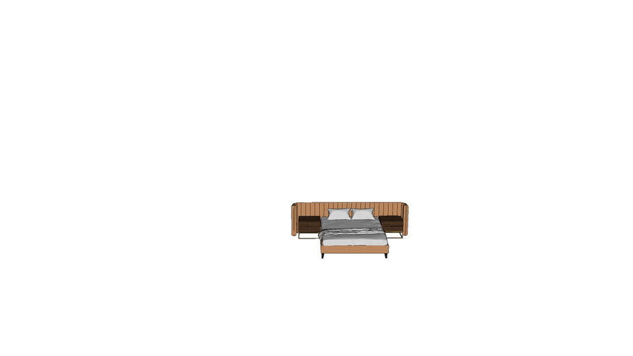 Curved + Tufted headboard with side tables 3D Warehouse