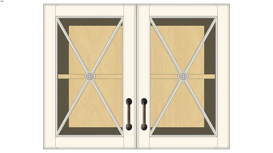 Wall Double Door 24Hx15D with Classic Mullion Antiquity Glass Insert