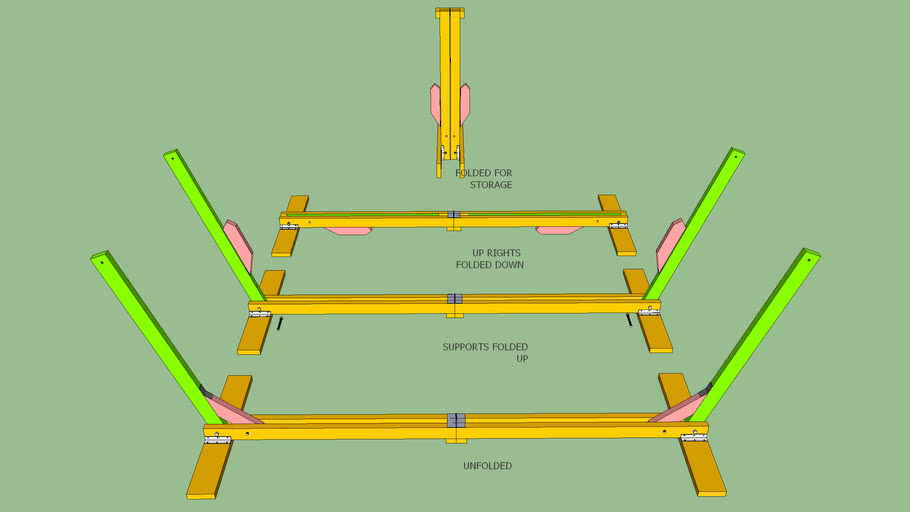 Hammock Stand made of 2x4 lumber and foldable for storage 3D Warehouse