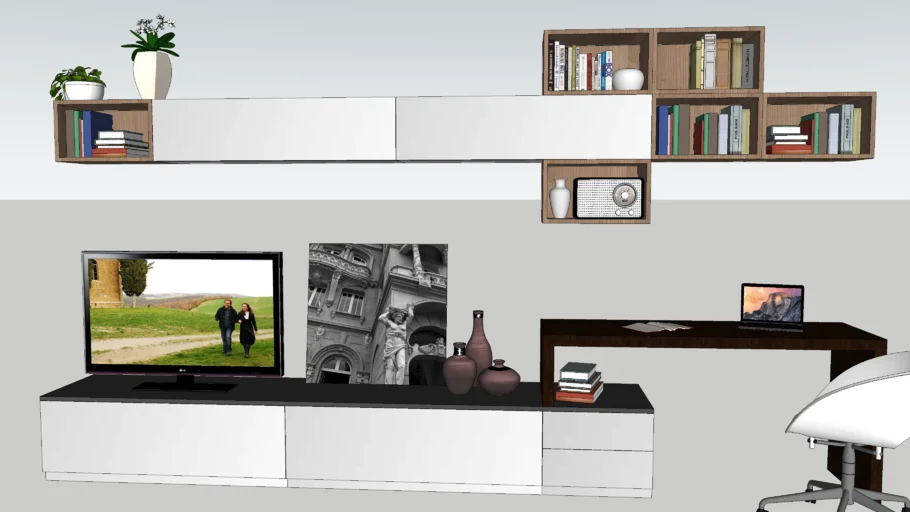 Parete Soggiorno-Studio moderna | 3D Warehouse
